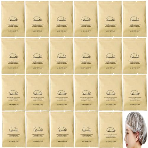 50Pcs Luxury Individually Wrapped Disposable Shower Caps; Eco-Friendly Waterproof Elastic Bath Caps;Multipurpose Travel Shower Cap;Hair Processing Caps for Hair Treatment, Salon, Spa, Hotel, Travel