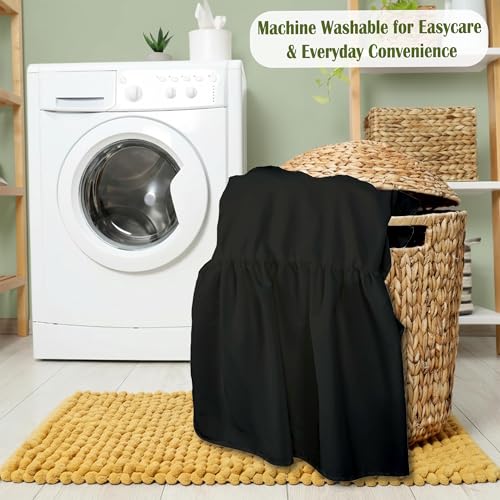 Image of Luxury Crib Bed Skirt 28 inch x 52 inch with 14 Inch Drop Soft & Breathable Dust Ruffle Fits Standard Crib and Toddler Bed Nursery Microfiber Fabric Ruffle Bed Skirt for Baby Boys or Girls Black Solid