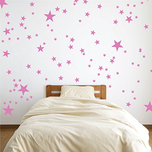 The Decal Guru Vinyl Star Wall Decal Stickers For Home Wall Decor Night Sky Removable Graphic Transfers For Nursery Or Kids Room, 48" X 55", Bubble Gum #TOP4
