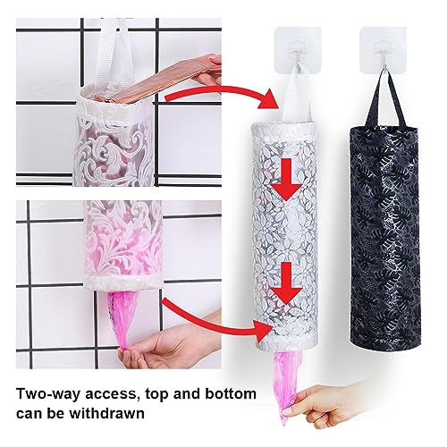 HLIWS Garbage Storage Bag,Plastic Bag,Hanging Storage Organiser,2 pcs,white and black,11 * 37.5cm,for Kitchen Plastic Storage Bag(with 2 hooks) - Image 3
