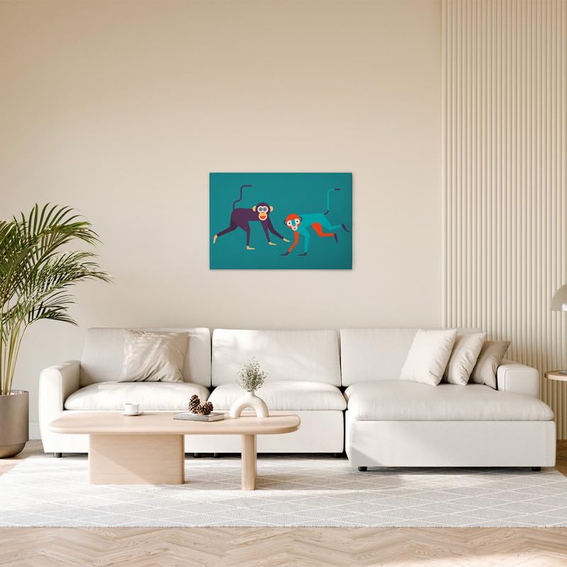 Impression sur toile singe multicolore design abstrait violet bleu 90 x 60 cm