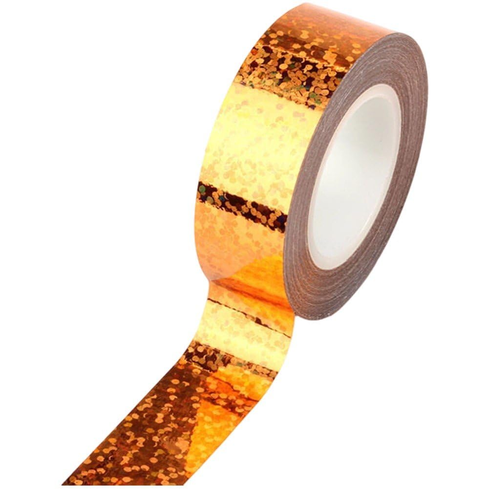 Fituenly Rhythmic Gymnastics Decoration Tape, Holographic Glitter Self-Adhesive Twining Tape for Hoops & Stick, Prismatic Ribbon for Protection