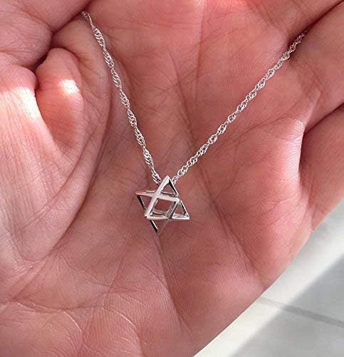 Miniatura 2 de Collar Merkaba, plata de ley Merkaba, estrella de David 3D