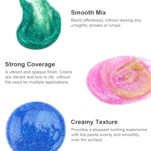 Image of AUREUO Galaxy Glitter Acrylic Paint Set - 8 Twinkle Iridescent Colors 0.71 Fl Oz / 21ml Tubes Sparkling Art Paints for Holiday Crafts Decor Non Toxic Art Supplies for DIY Projects, Gifts for Artists