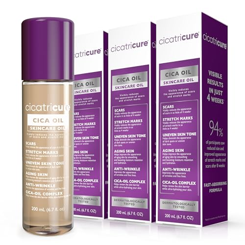 Cicatricure Cica Oil for Stretch Marks & Scars, Body Oil, 6.7 fl oz, 3pk