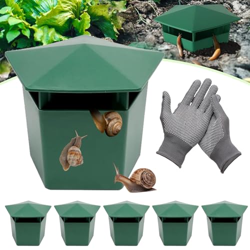 AnkekolyStar Schneckenfalle,5er-Set Anti Schnecken mit Handschuhe, Bier-Schneckenfalle Garten Lockmittel sichere und hocheffiziente, Nacktschnecken Falle