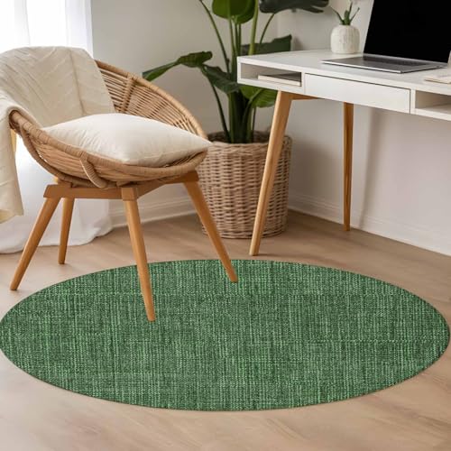 Tapete redondo lavable 4ft color verde oscuro para interior miniatura 5