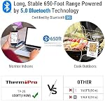 ThermoPro TP25 650 ft Bluetooth Meat Thermometer with 4 Probes, Smart Rechargeable Wireless Meat Thermometer for Grilling, Smoker, Oven, Kitchen, BBQ Thermometer with Alarm, Temperature Graph
