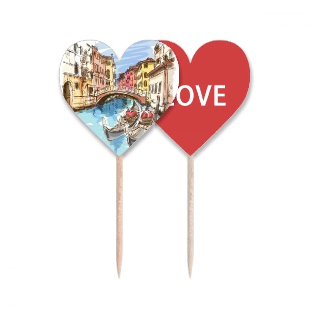 Drapeau amour cœur étiquette cupcake Italie pour décoration de plat