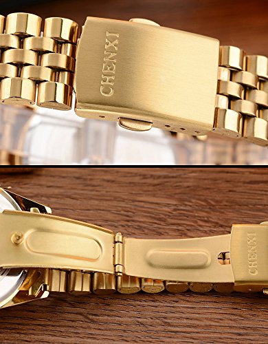Luxury Golden Quartz Wrist Watch for Men and Women - Elegant Stainless Steel Timepiece - Image 4