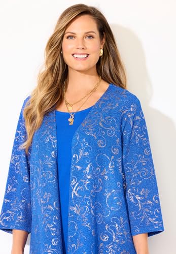 Catherines Women's Plus Size Black Label Metallic Cardigan4
