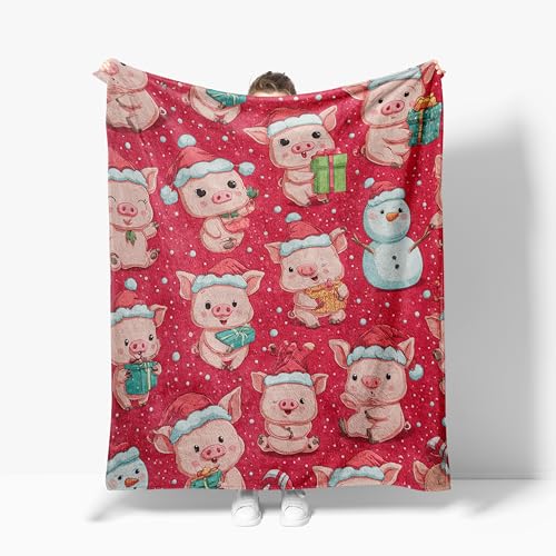 Pig Throw Blanket Christmas Cute Pigs Soft Warm Cozy Blankets