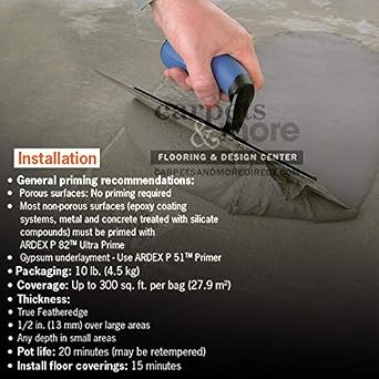Ardex Feather الانتهاء من الرمادي / الرمادي / كريس التجفيف الذاتي للأسمنت حزمة 4 أكياس 10 رطل