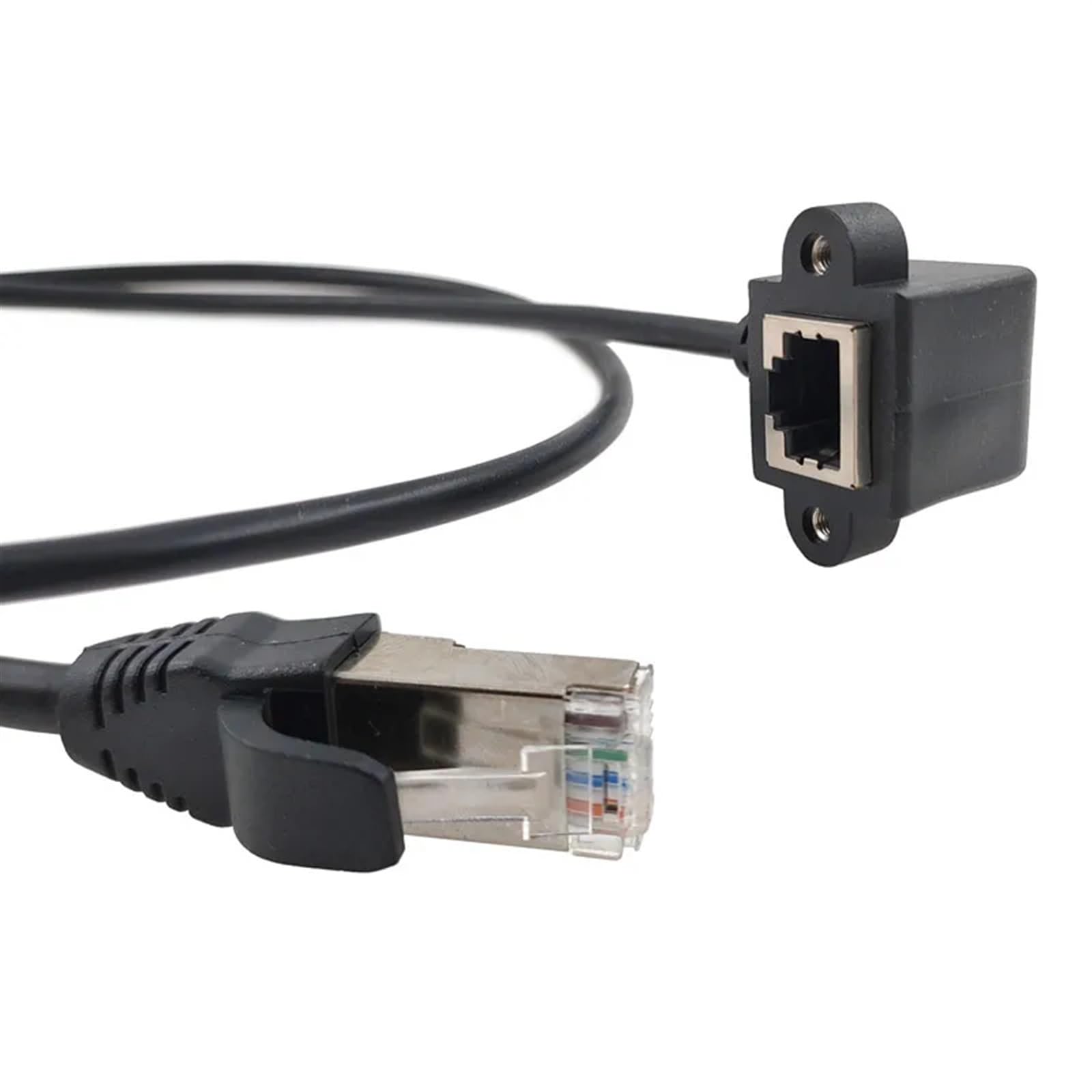 Cavo RJ45 da maschio a femmina a vite per montaggio a pannello Ethernet LAN schermatura di rete 90 gradi ad angolo retto 0,3 m 0,6 m 1 m 1,5 m (angolo 1,5 m)