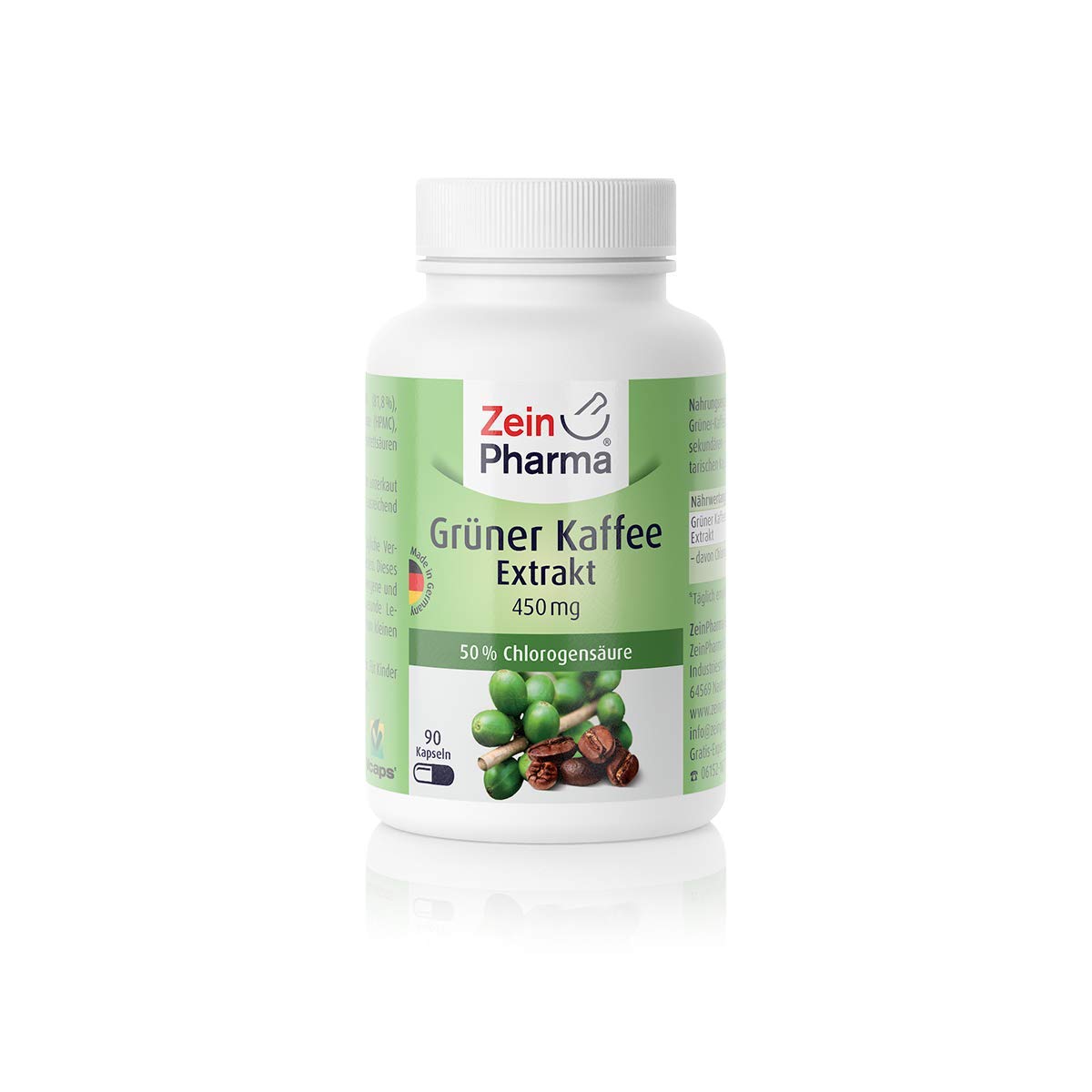 Zein Pharma Grüner Kaffee Extrakt Kapseln 450 mg, 90 Kapseln, 1er Pack (1 x 50 g)