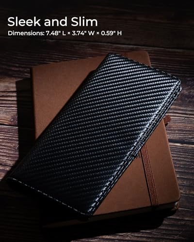 Alldaily Bifold Slim Long Wallet for Men RFID-Blocking Thin Card Holder with ID Window, Faux Leather (Black)2