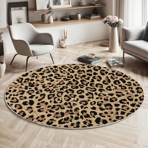 Moquette de sol décorative ronde léopard beige 100cm - 2