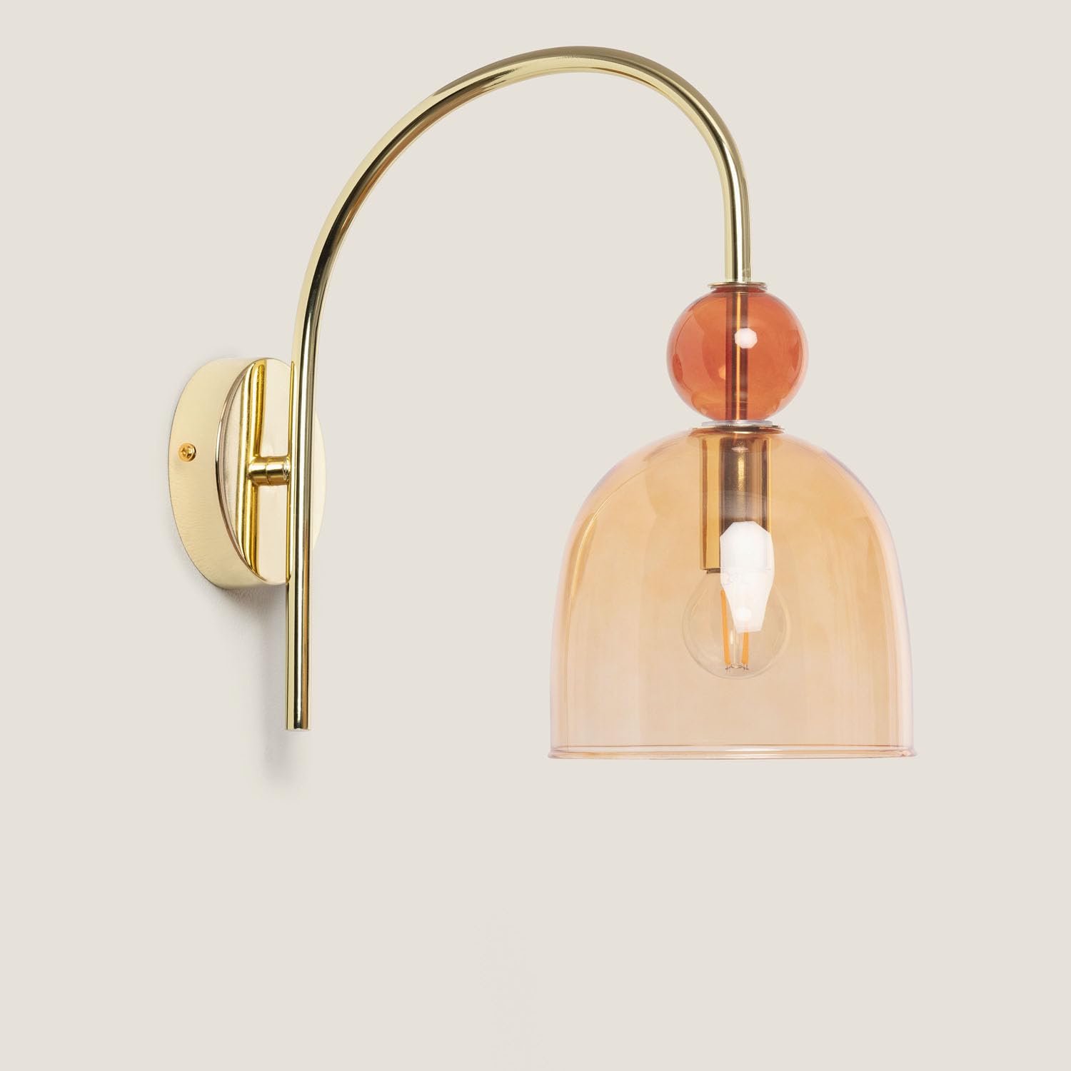 LEDKIA LIGHTING - Staande lamp van metaal en Baudelair glas, elegant design, compatibel met 20 W E14 (niet inbegrepen), voor vintage ruimtes, binnen, goud