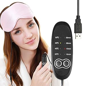 Guoyajf Draagbaar USB-verwarmd oogmasker, slaapmasker, 4 temperatuur- en tijdcontrole, oogmasker voor gezwollen ogen, droge, vermoeide ogen, donkere kringen, roze