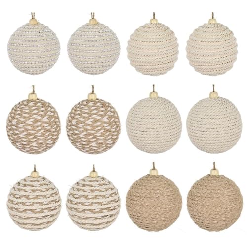 Weihnachtskugeln, Boho, Bauernhaus, Juteseil, zum Aufhängen, 6 Stile,...