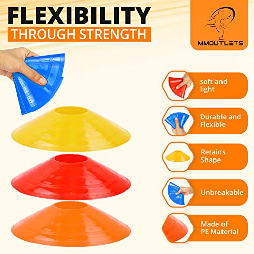 20 Pc Soccer Cones For Drills With Mesh Bag & Strap-Flexible, Heavy-Duty Sports Cones For Soccer Practice, Basketball, Fitness Training- Multi Color Agility Cones Sports For Indoor & Outdoor Games #TOP3