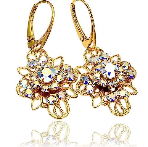 Boucles d'oreilles Aurora Venue artisanales plaquées ornées de cristaux