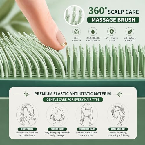 Image of Self Cleaning Hair Brush for Women & Kids - Detangler Hair Brush Comb for Wet or Dry Hair - Anti-Static Hairbrush Women Love - Gentle Scalp Massage Comb Brush for All Hair Types (Pack of 2)