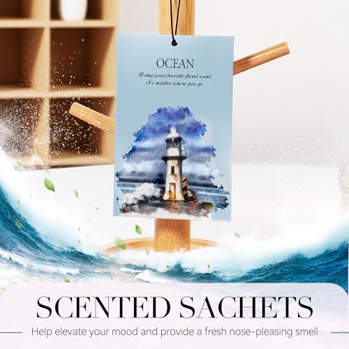 Image of Ocean Scented Sachet Bags - 12 Pack Drawer & Closet Freshener, Long Lasting Odor Eliminator for Wardrobes, Cars & Storage, Home Fragrance Air Freshener Sachets