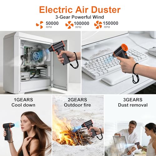 Compressed air Duster & Small Vacuum,150000RPM 3in1 Computer Vacuum Cleaner - image 5