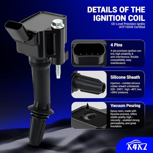 Image of X4XZ UF802 Ignition Coil Pack & 91970 Double Iridium Spark Plugs for Chevy | 2018-2022 Equinox,2016-2019 Malibu /Cruze /Volt, 2018-2020 GMC Terrain, 2016-2022 Buick Encore Replace# 12670053 5C2095 C2036