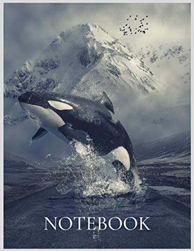 Orca jumping a mountain Notebook: Orca design white college ruled lined paper 120 pages