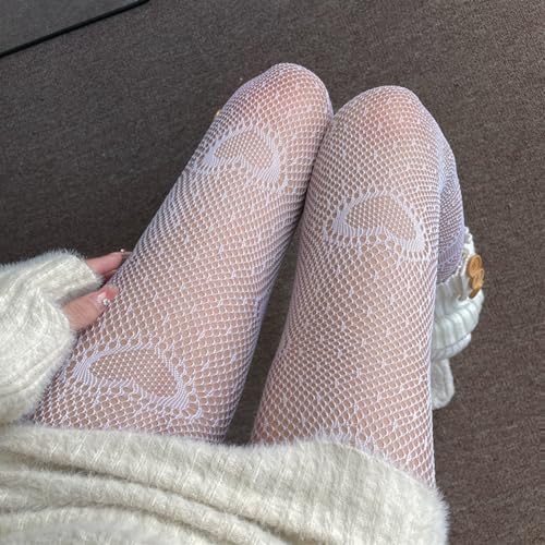 Image of Y2K Patterned Sheer Tights for Women Gothic Punk Thigh High Pantyhose Harajuku Lolita Bandage Fishnet Stockings