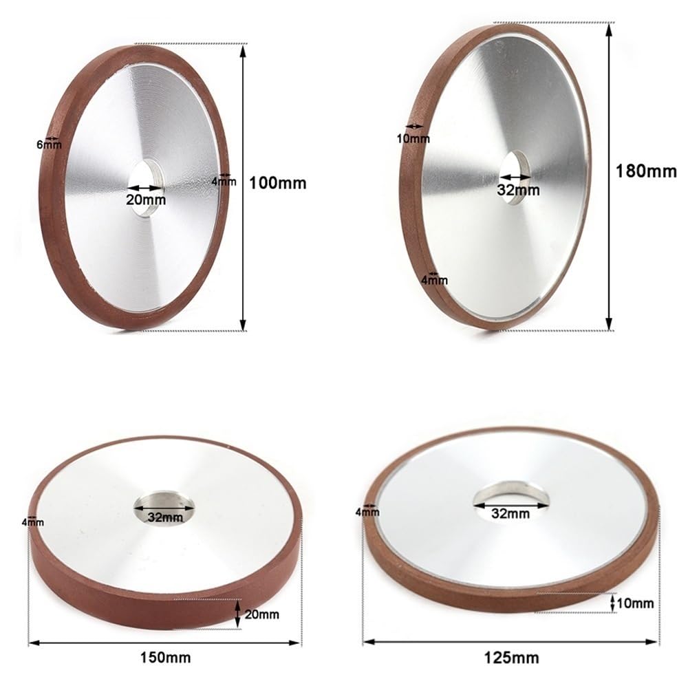 Okrągła tarcza szlifierska diamentowa, Ściernica diamentowa z żywicy do tarczy ściernej ze szkła ceramicznego ze stali wolframowej w wielu rozmiarach(125MM*32MM*10MM*4MM*150)