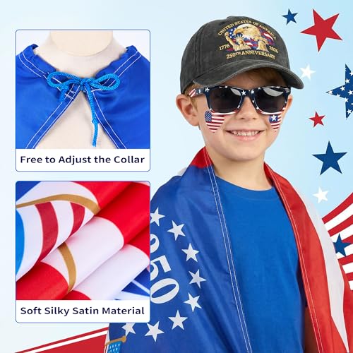Disfraz con capa bandera americana para niños miniatura 4