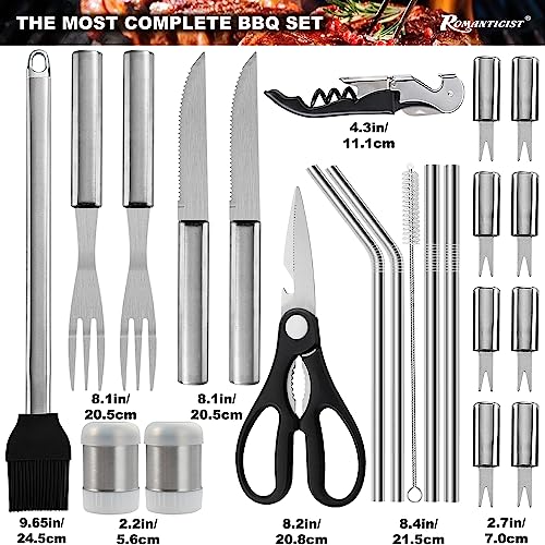 ROMANTICIST-35PCS-Barbecue-Tool-Set-with-Storage-Bag-Portable-Grill-Tool-Kit-Professional-BBQ-Set-for-Outdoor-Cooking-and-Camping-Grill-Accessories-Sets-Camping-Backyard-Silver