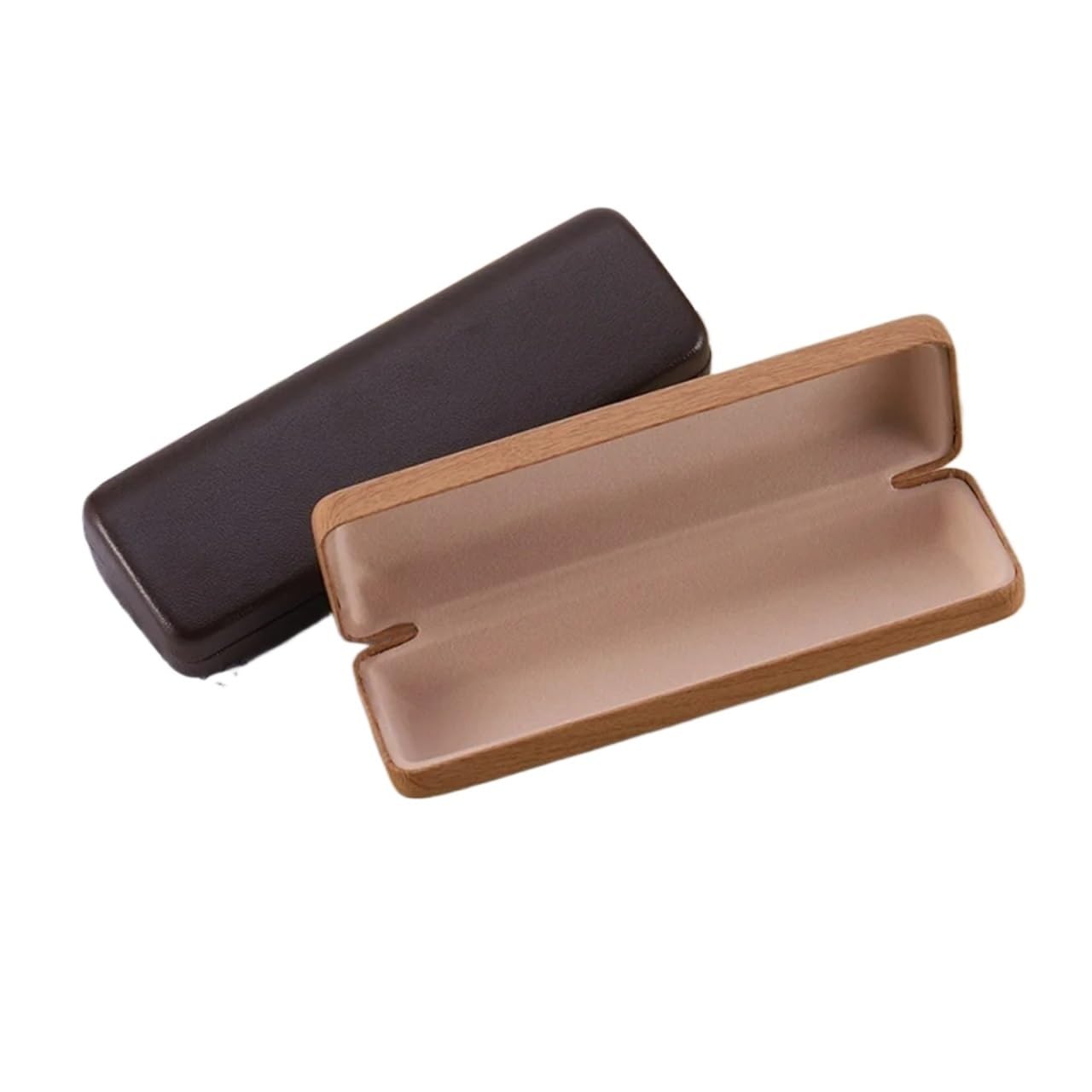 Estuche for gafas de lectura Metal, soporte duro grano madera, caja for hombres y mujeres, 2 uds Para Mujer