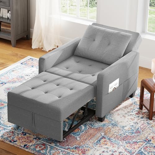 Meskanu Schlafsofa Klein 3 in 1, Klappsofa & Schlafhocker mit Bettfunktion, Sleeper Chair bis 200 kg, Sofabed mit Bezug in Leinenoptik, Schlafsessel für Wohnzimmer & Gästezimmer, Hellgrau Meskanu Schlafsofa Klein 3 in 1, Klappsofa & Schlafhocker mit Bettfunktion, Sleeper Chair bis 200 kg, Sofabed mit Bezug in Leinenoptik, Schlafsessel für Wohnzimmer & Gästezimmer, Hellgrau