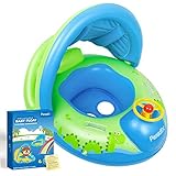 Peradix Baby Pool Float with Canopy Sunshade Roof for Infants Inflatable Swimming Ring Water Boat for Pool Water Fun Outdoor Activity Summer Toys for Kids