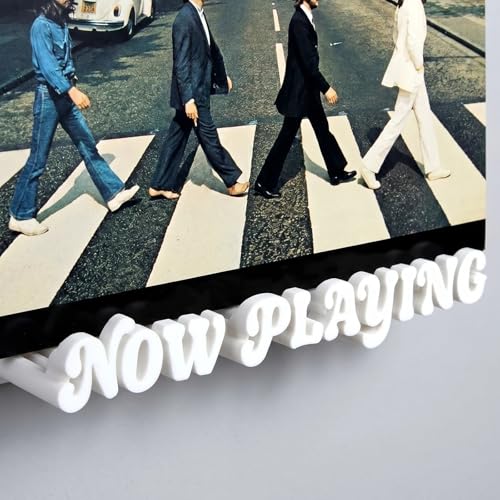 Chumia Now Playing Vinyl Record Stand Wall Mount Lp Record Display Storage Shelf Home Decor Wall Mount or Adhesive for Albums Music Room Accessories White