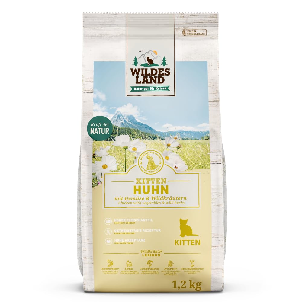 WILDES LAND Comida Seca para Gatos Pollo Gatito 1,2 kg. Lote de 4 Unidades