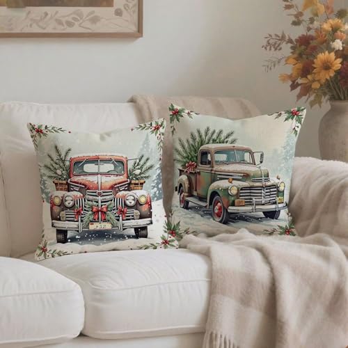 Housse coussin 70x70cm imperméable anti-tache vert lin Noël