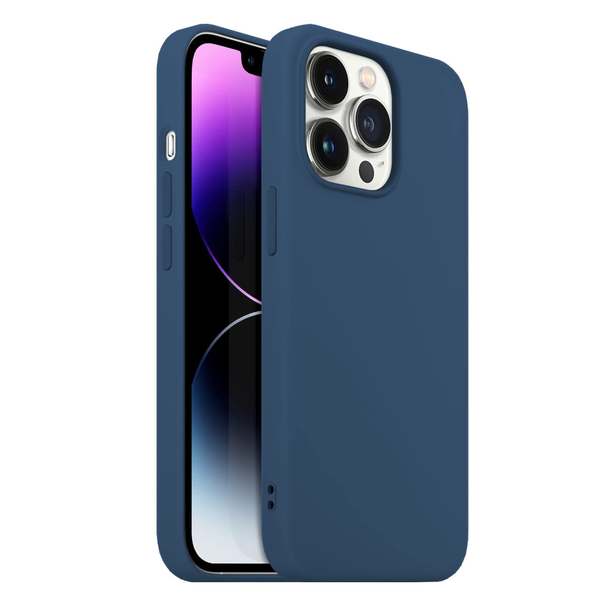 BUFF LABS iPhone 14 Pro Max Rubber S Silikon Kılıf, İpeksi Dokunuş Hisli, Tam Koruyuculu Darbe Önleyici Kapak (Koyu Mavi)