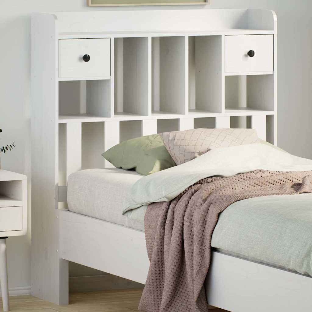 vidaXL Cabecero de Cama almacenaje Madera Maciza Pino Blanco 75 cm