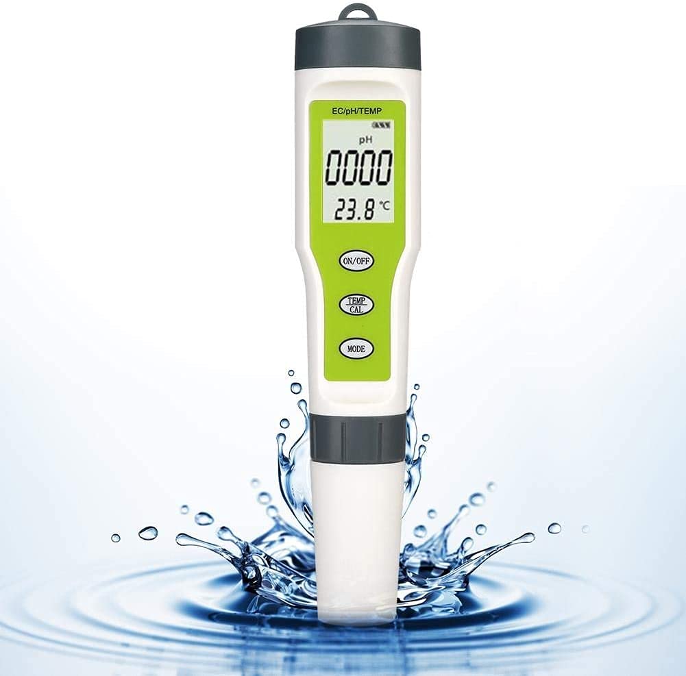 RJJ Pluma de Prueba de Calidad de Agua, PH, EC y Temp Agua Tester, for jardín, Laboratorio de acuarios domésticos, Uso de la Granja en Interiores
