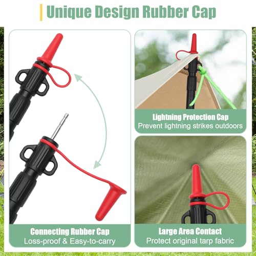 Image of Dreamtrue Tarp Poles Telescoping, Upgraded 4-Section Adjustable Tent Poles, Heavy Duty Aluminum 8.7Ft Length Shade Sail Poles, Canopy Awning Support Poles Set Sun Shade Cloth Poles(Black-2pcs)