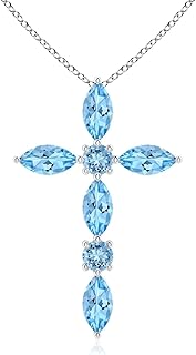 Angara Natural Aquamarine Cross Pendant Necklace for Women, Girls in 14K Solid Gold/Platinum | March Birthstone | Jewelry ...