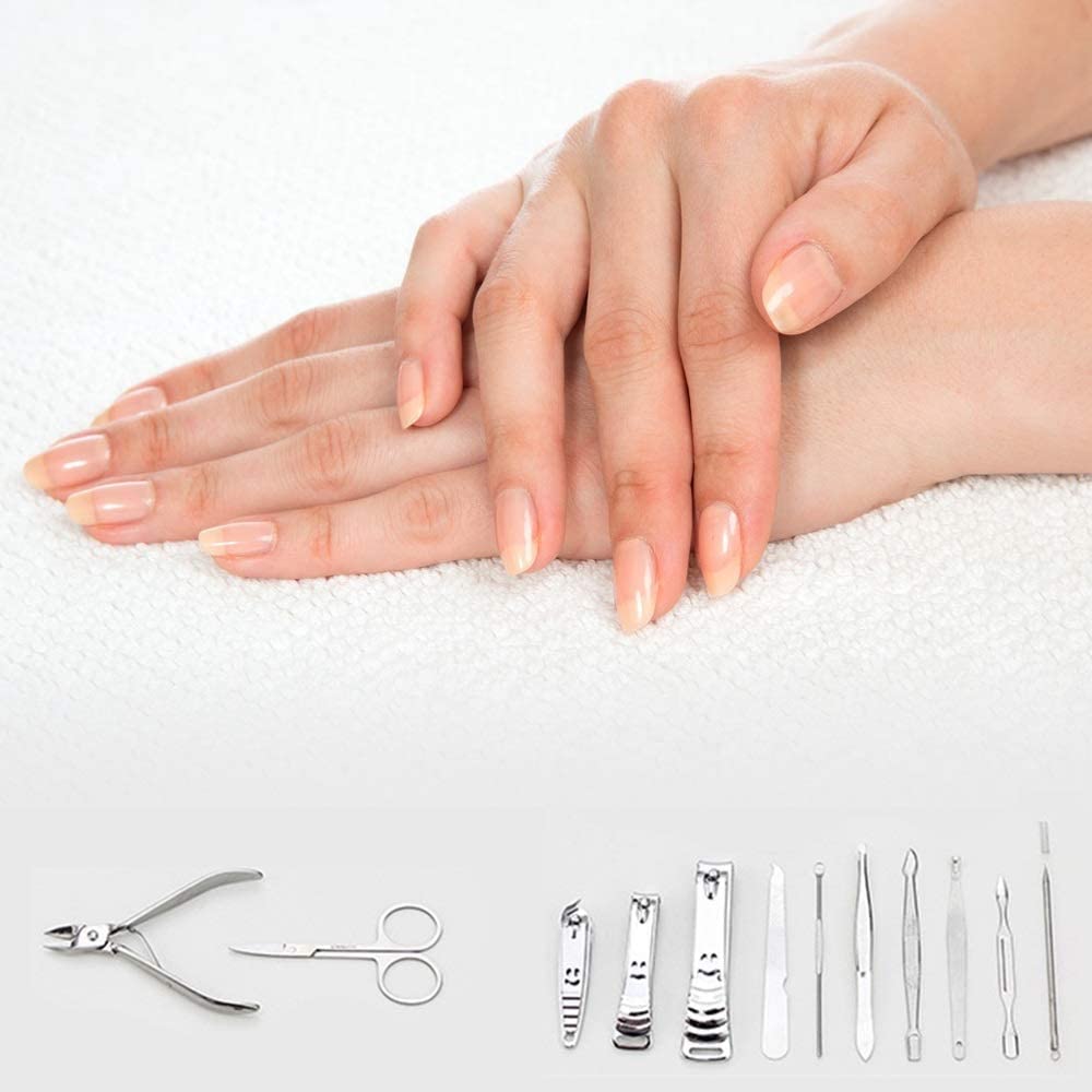 Juego de manicura y pedicura, kit profesional para el cuidado de los pies, 12 unids/lote, juego de manicura profesional con estuche, cortauñas de acero inoxidable, cortador, recortadora, tijera, kit