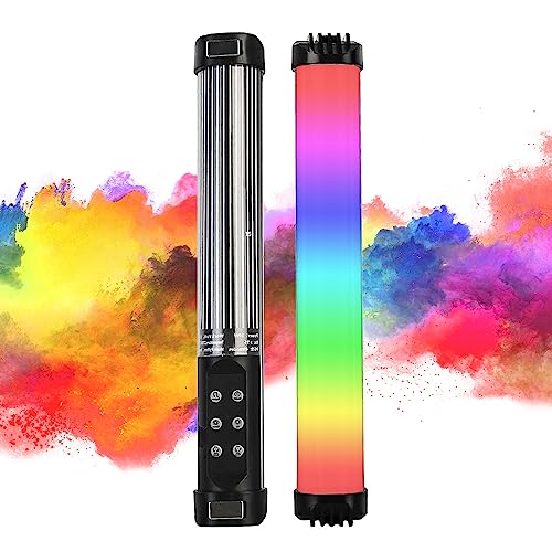 Andoer Lámpara de vídeo LED RGB, barra de luz de fotografía de mano, regulable, 2700 – 7500 K, luz de color completo, ritmo de música ajustable para TikTok, Vlog, YouTube, fotografía