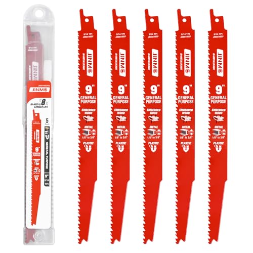 5 Pack 9 Inch 8/14TPI Reciprocating Saw Blades for Diablo Sawzall Blades