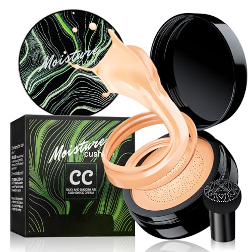 Air Cushion CC Cream Mushroom Head Foundation - Moisturizing BB Creams Foundation, Long-Lasting Waterproof Matte Concealer for Even Skin Tone (Nude, 1 PCS)